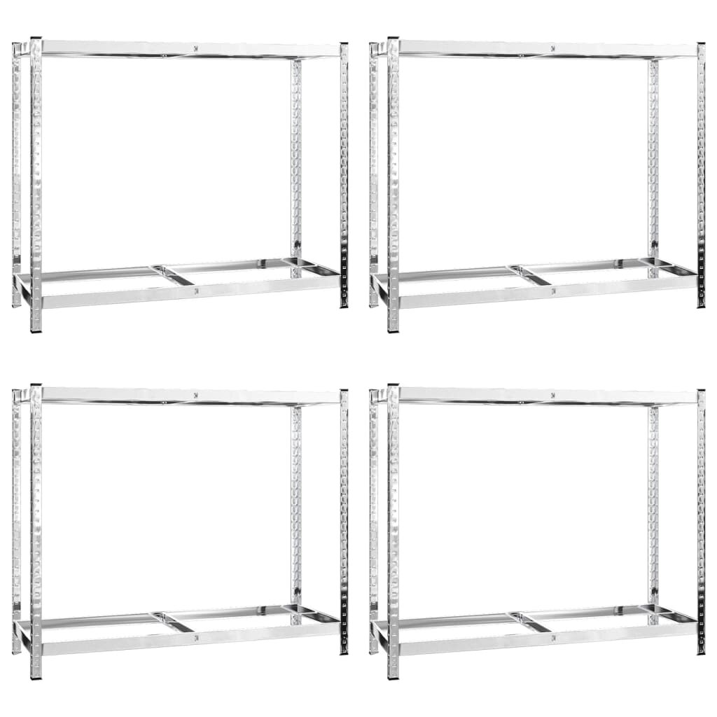 vidaXL 2patrové regály na pneumatiky 4 ks stříbrné 110x40x110 cm ocel