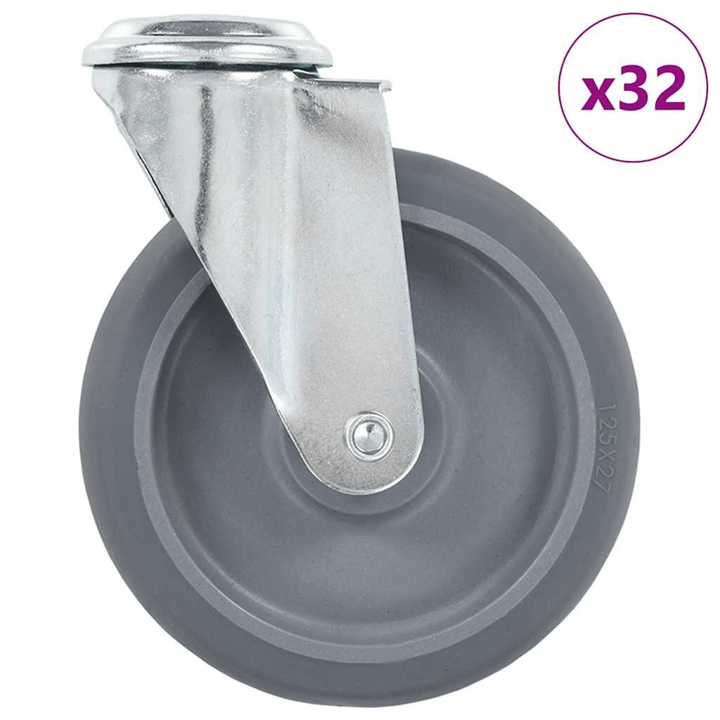 vidaXL 32 ks otočná kolečka s otvorem pro šroub 125 mm