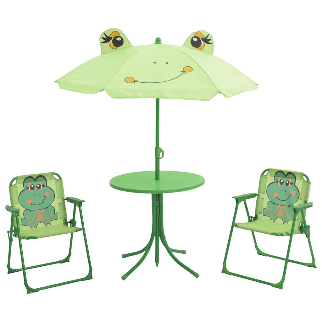 vidaXL 3dílný dětský zahradní bistro set se slunečníkem zelený