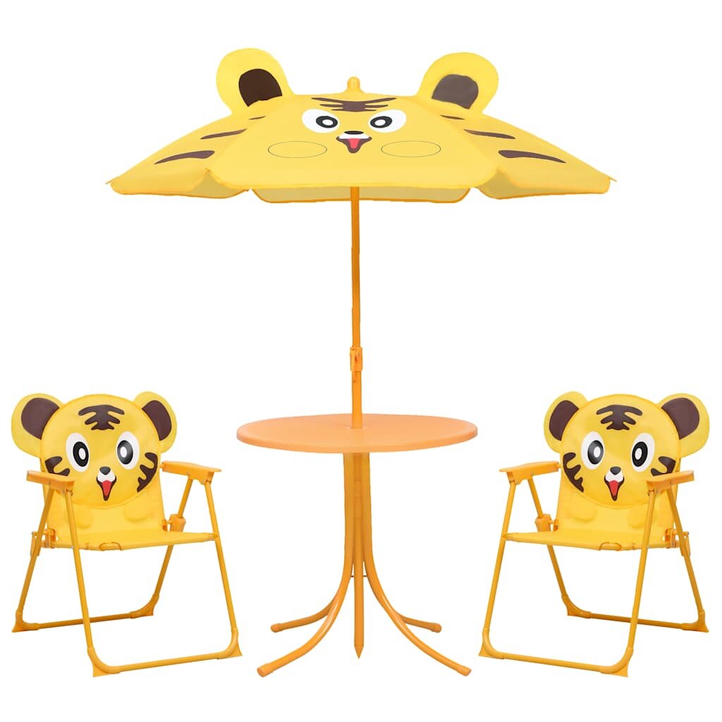 vidaXL 3dílný dětský zahradní bistro set se slunečníkem žlutý