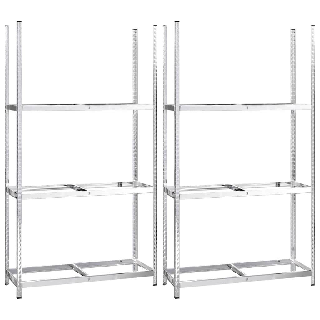 vidaXL 3patrové regály na pneumatiky 2 ks stříbrné 110x40x200 cm ocel