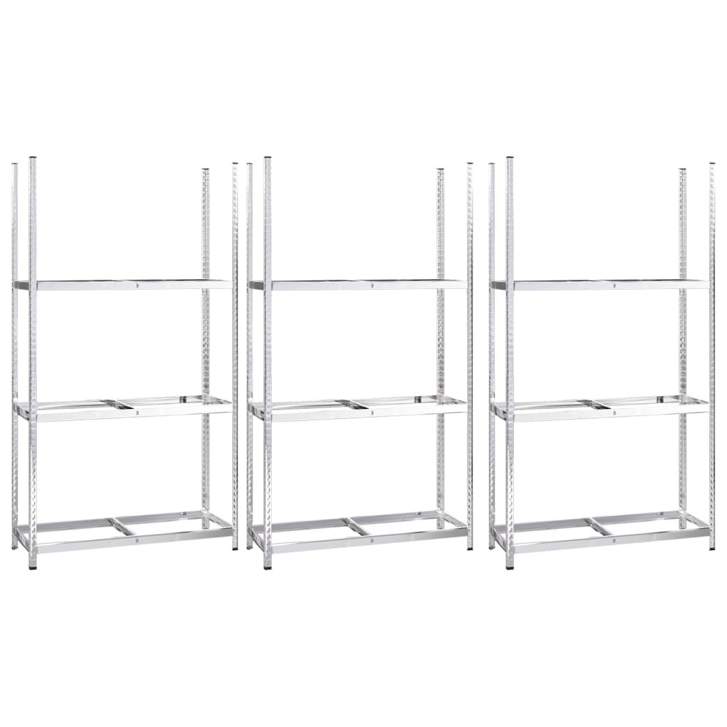 vidaXL 3patrové regály na pneumatiky 3 ks stříbrné 110x40x200 cm ocel