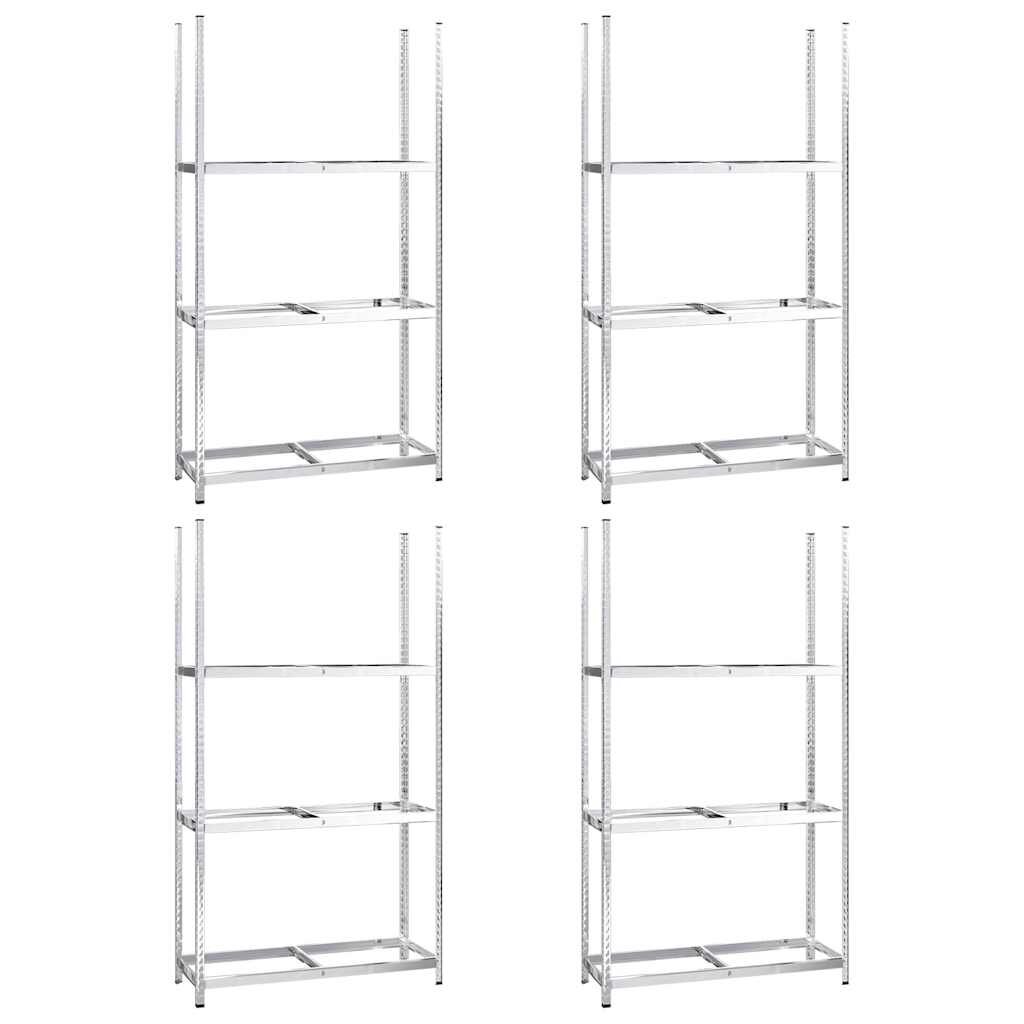 vidaXL 3patrové regály na pneumatiky 4 ks stříbrné 110x40x200 cm ocel