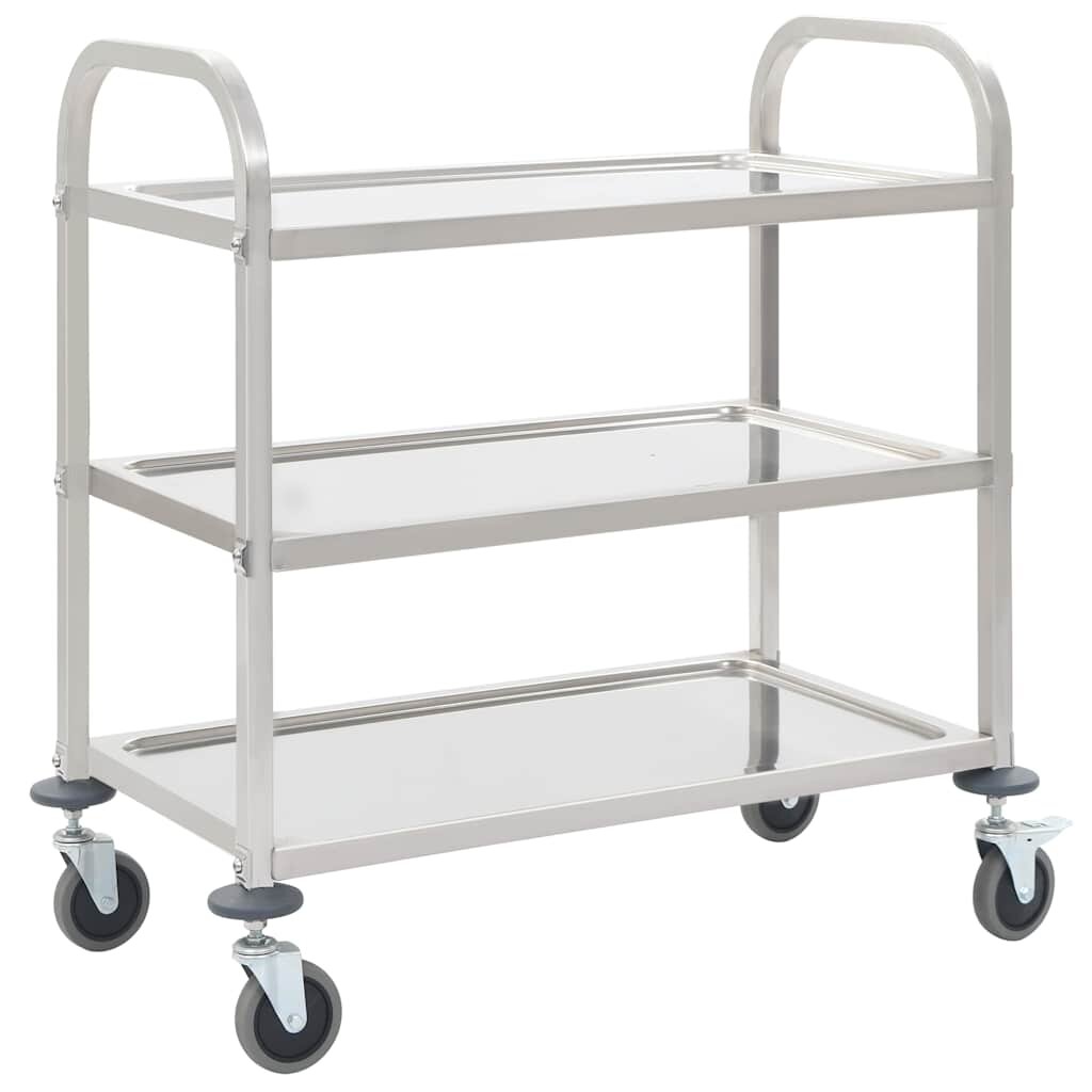 vidaXL 3patrový kuchyňský vozík 95 x 45 x 835 cm nerezová ocel