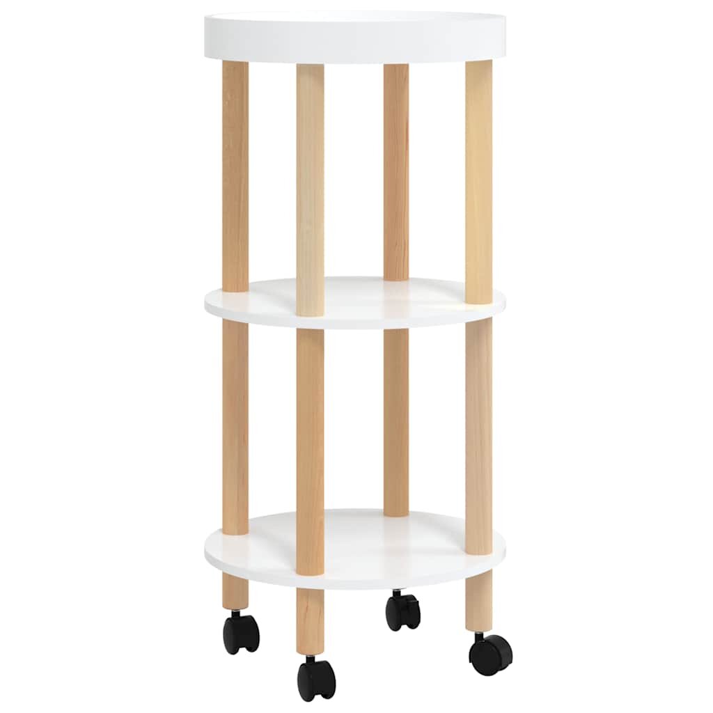 vidaXL 3patrový vozík bílý 38 x 38 x 82 cm kompozitní dřevo a borovice