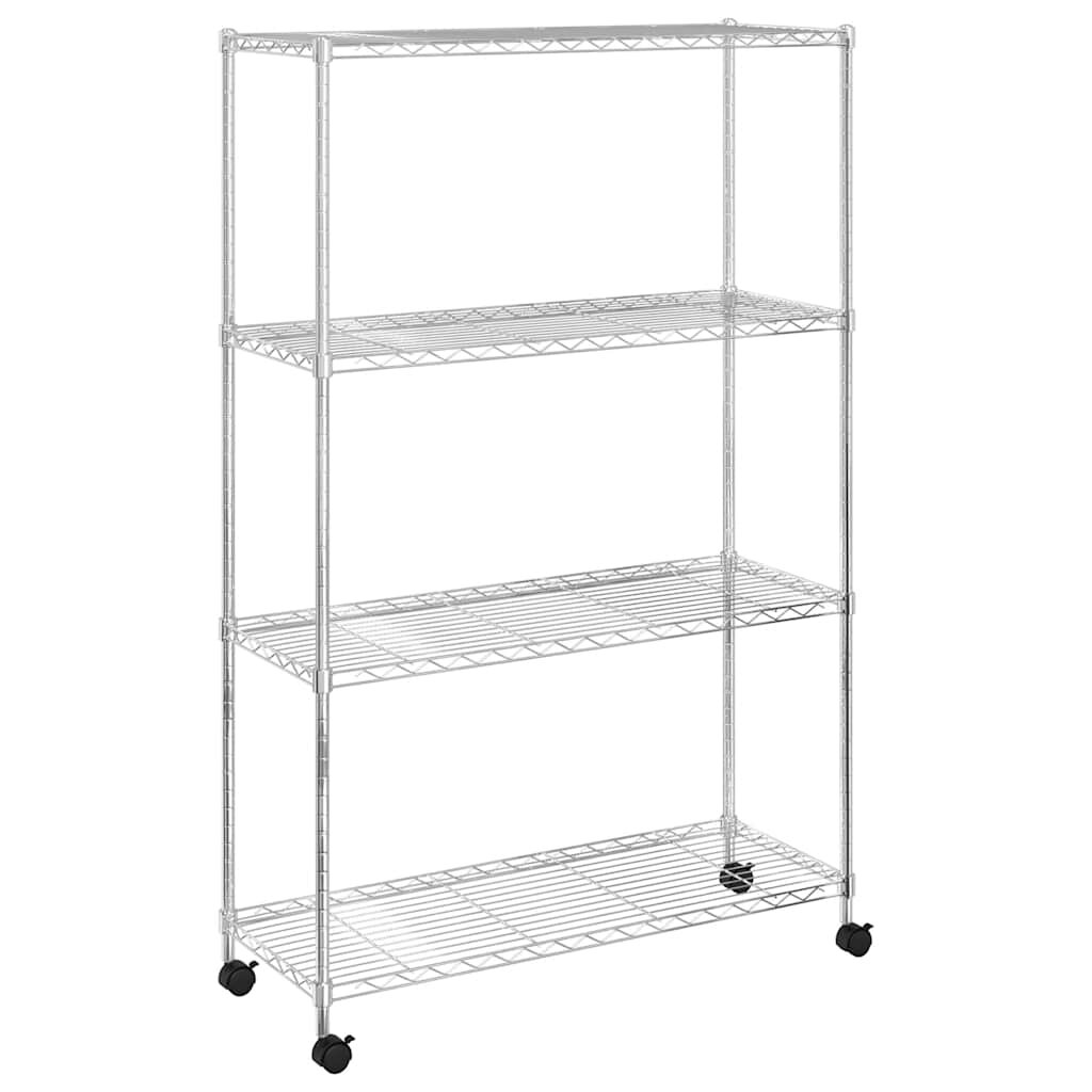 vidaXL 4patrový úložný regál na kolečkách 90x35x142 cm chrom 200 kg