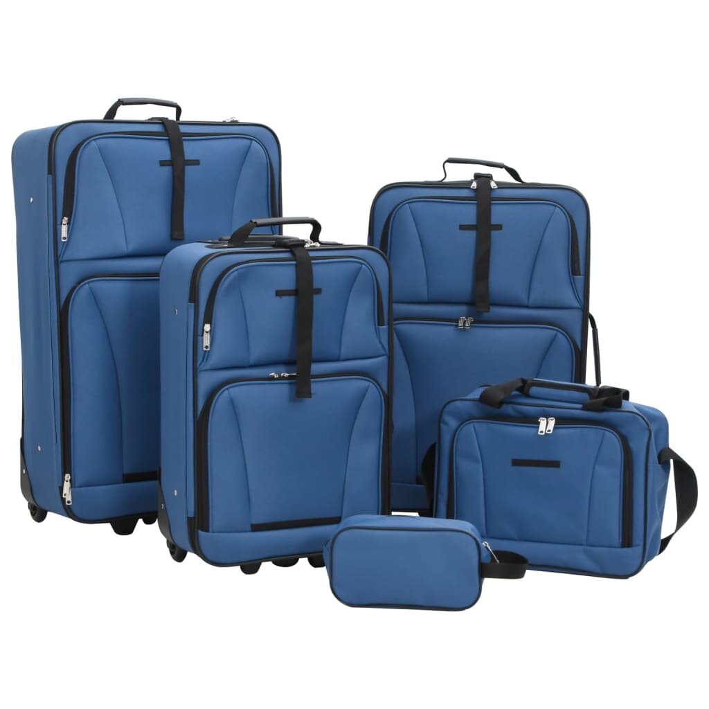 vidaXL 5 Piece Travel Luggage Set Blue Fabric 5 ks Blue