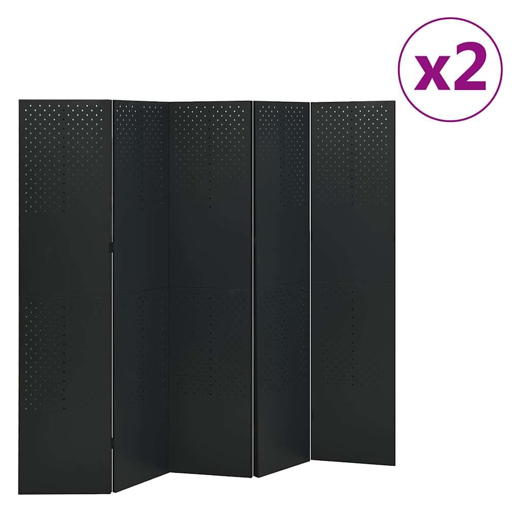 vidaXL 5dílné paravány 2 ks černé 200x180 cm ocel