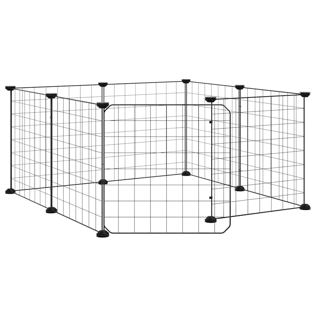 vidaXL 8dílná klec pro domácí mazlíčky s dvířky černá 70 x 70 x 35 cm ocel
