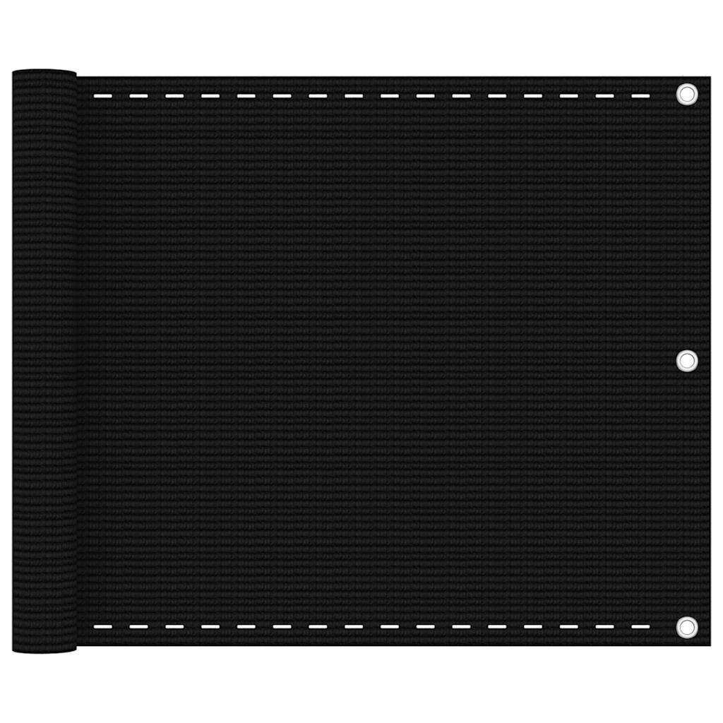 vidaXL Balkonová zástěna černá 75 x 500 cm HDPE