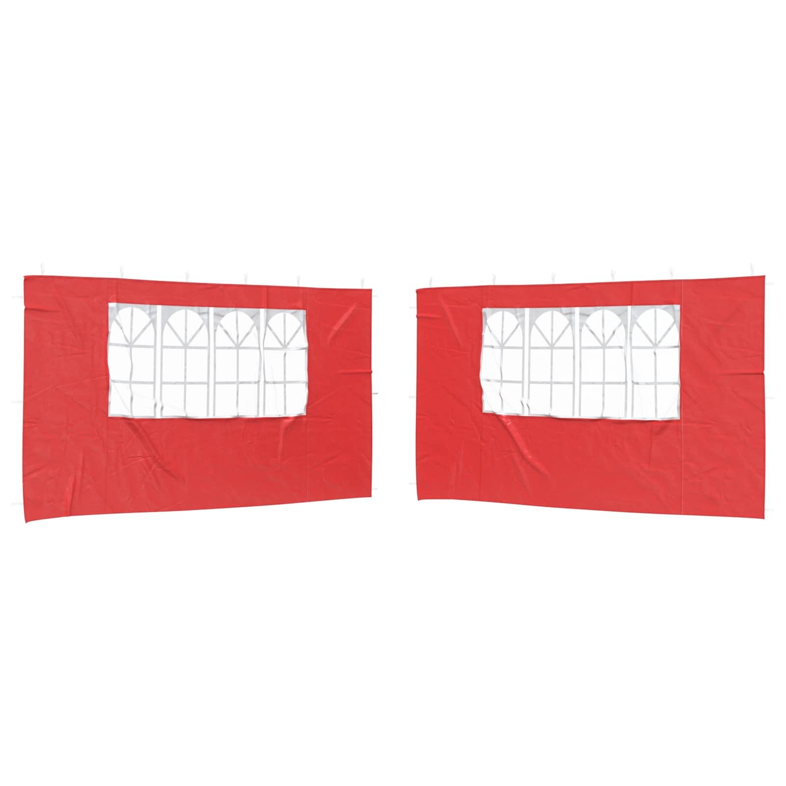 vidaXL Boční stěna párty stanu 2 ks 400 x 195 cm Červená PE a ocel