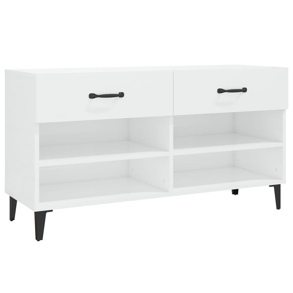 vidaXL Botník bílý s vysokým leskem 102x35x55 cm kompozitní dřevo