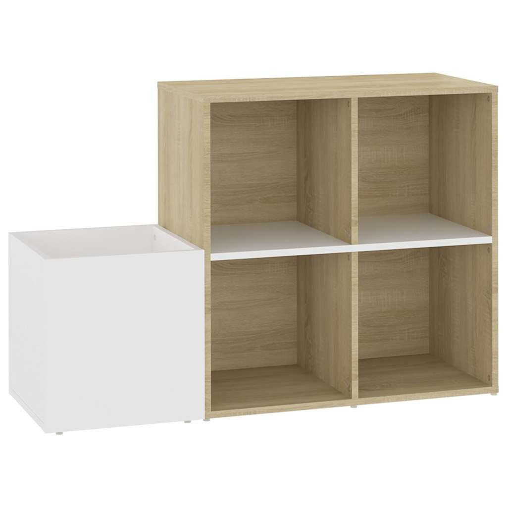 vidaXL Botník do předsíně bílý a dub sonoma 105x355x70 cm kompozit