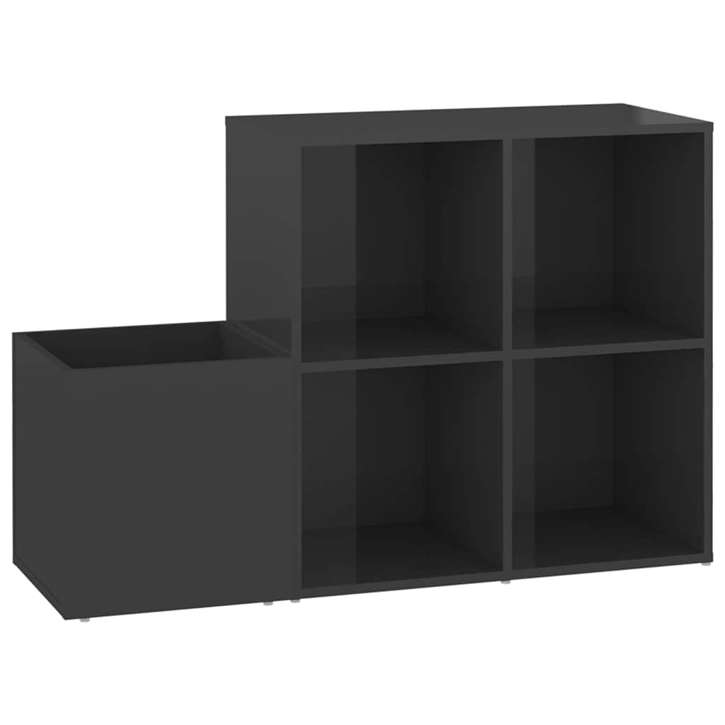 vidaXL Botník do předsíně šedý lesklý 105x355x70 cm kompozitní dřevo