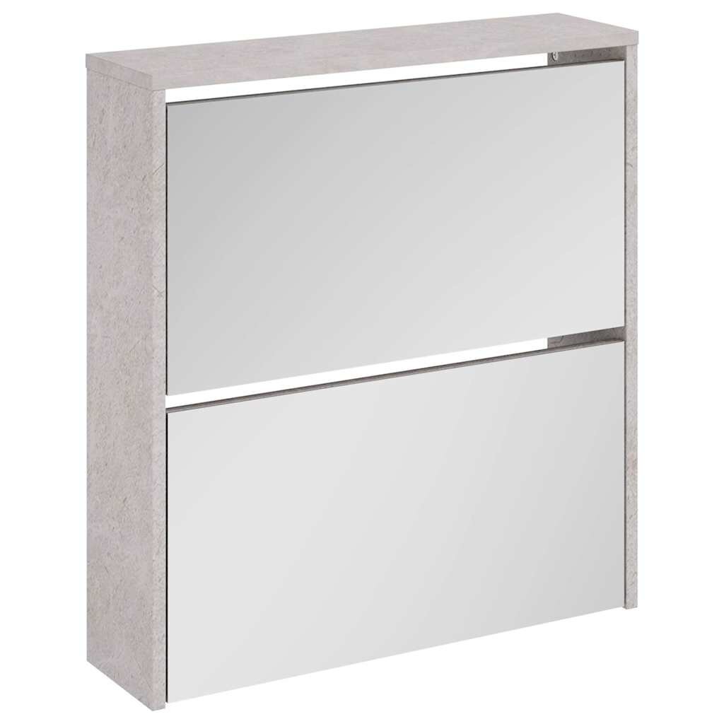vidaXL Botník se zrcadlem 2patrový betonově šedá 63 x 17 x 67 cm
