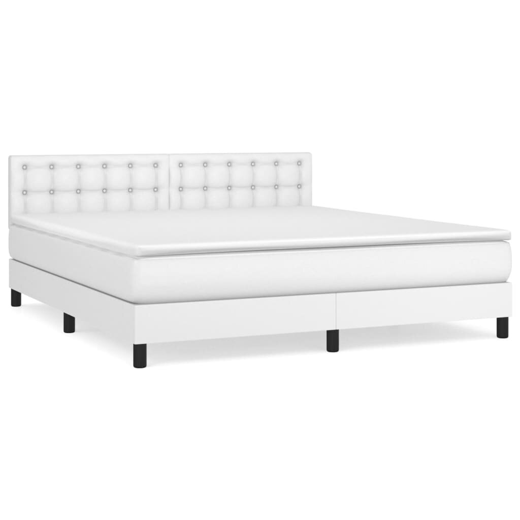 vidaXL Box spring postel s matrací bílá 180x200 cm umělá kůže