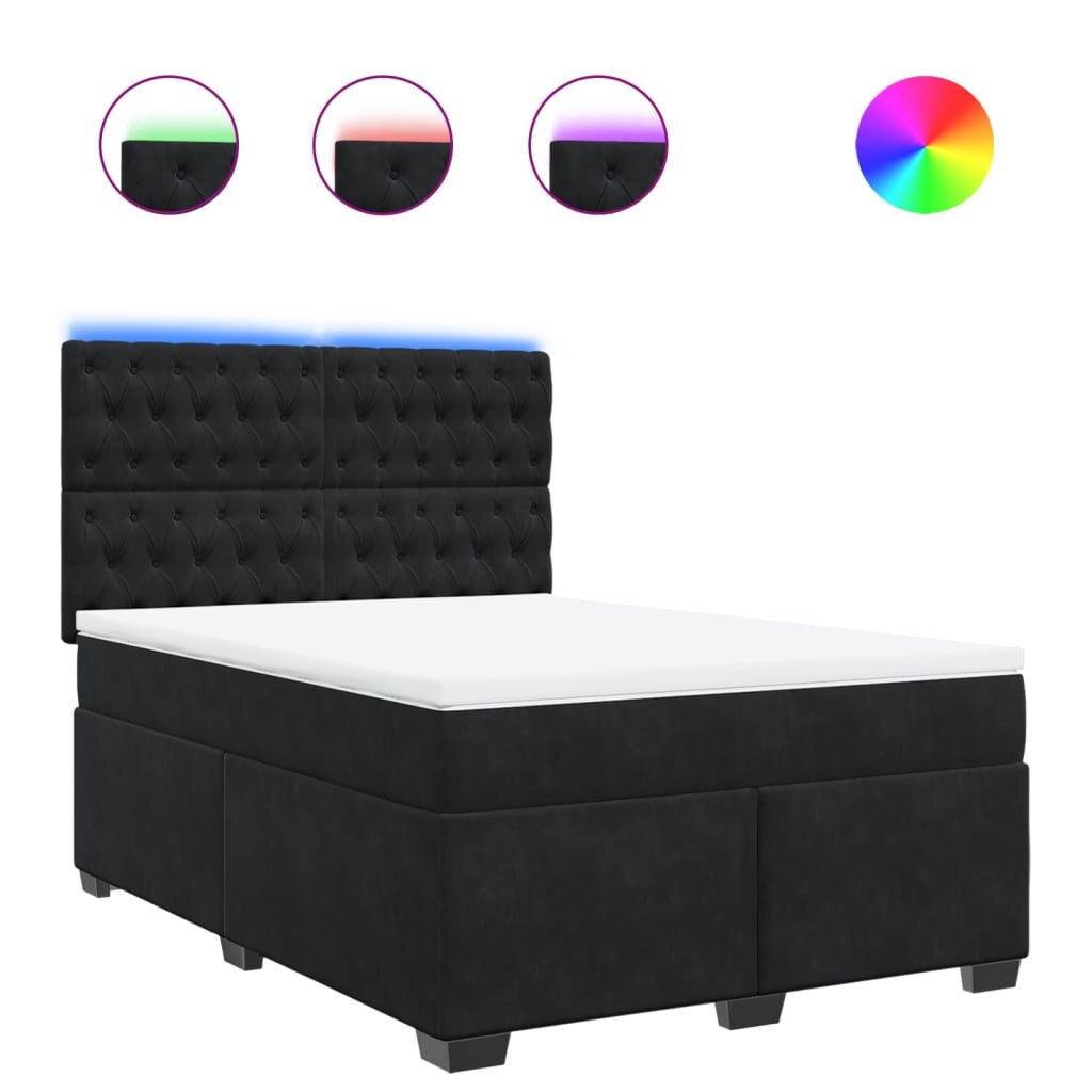 vidaXL Box spring postel s matrací černá 140 x 190 cm samet