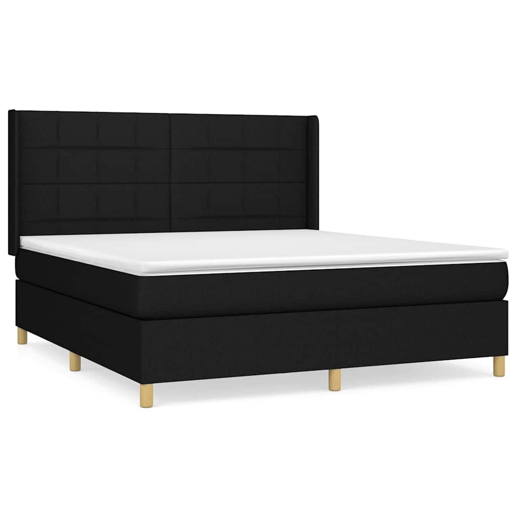 vidaXL Box spring postel s matrací černá 160x200 cm textil