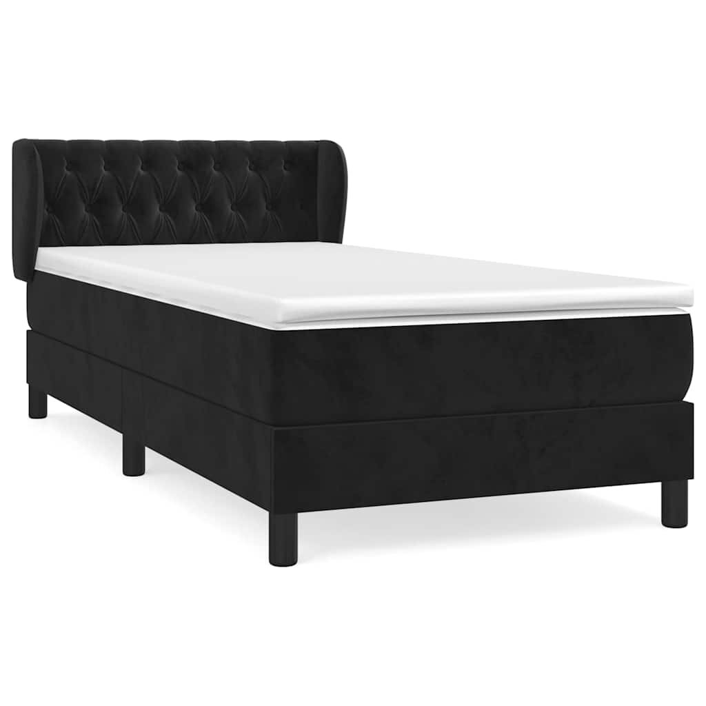 vidaXL Box spring postel s matrací černá 90x190 cm samet