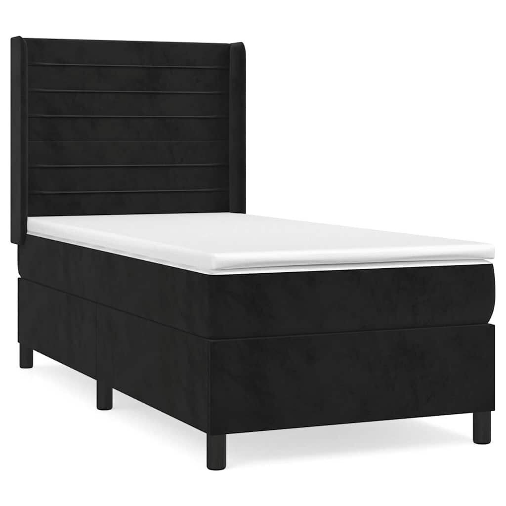vidaXL Box spring postel s matrací černá 90x190 cm samet