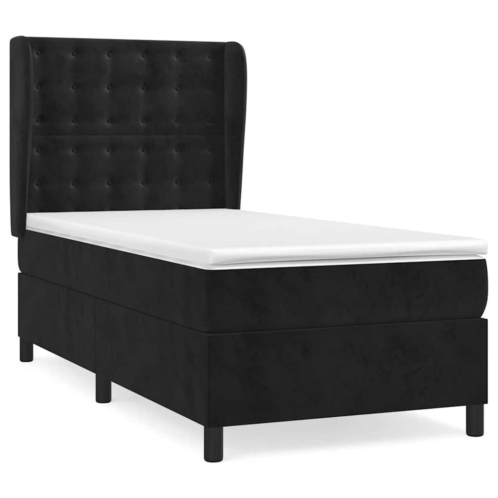 vidaXL Box spring postel s matrací černá 90x190 cm samet