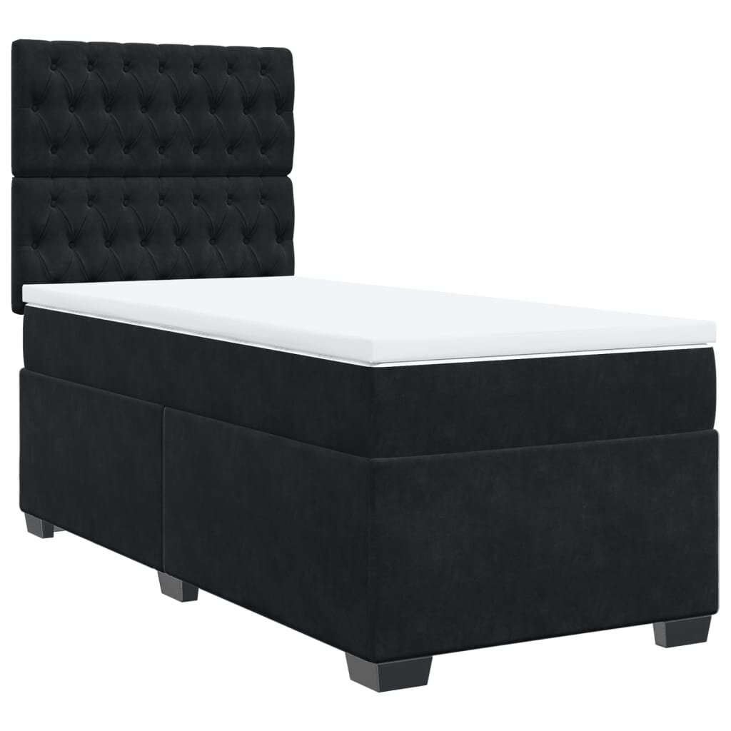 vidaXL Box spring postel s matrací černá 90x200 cm samet
