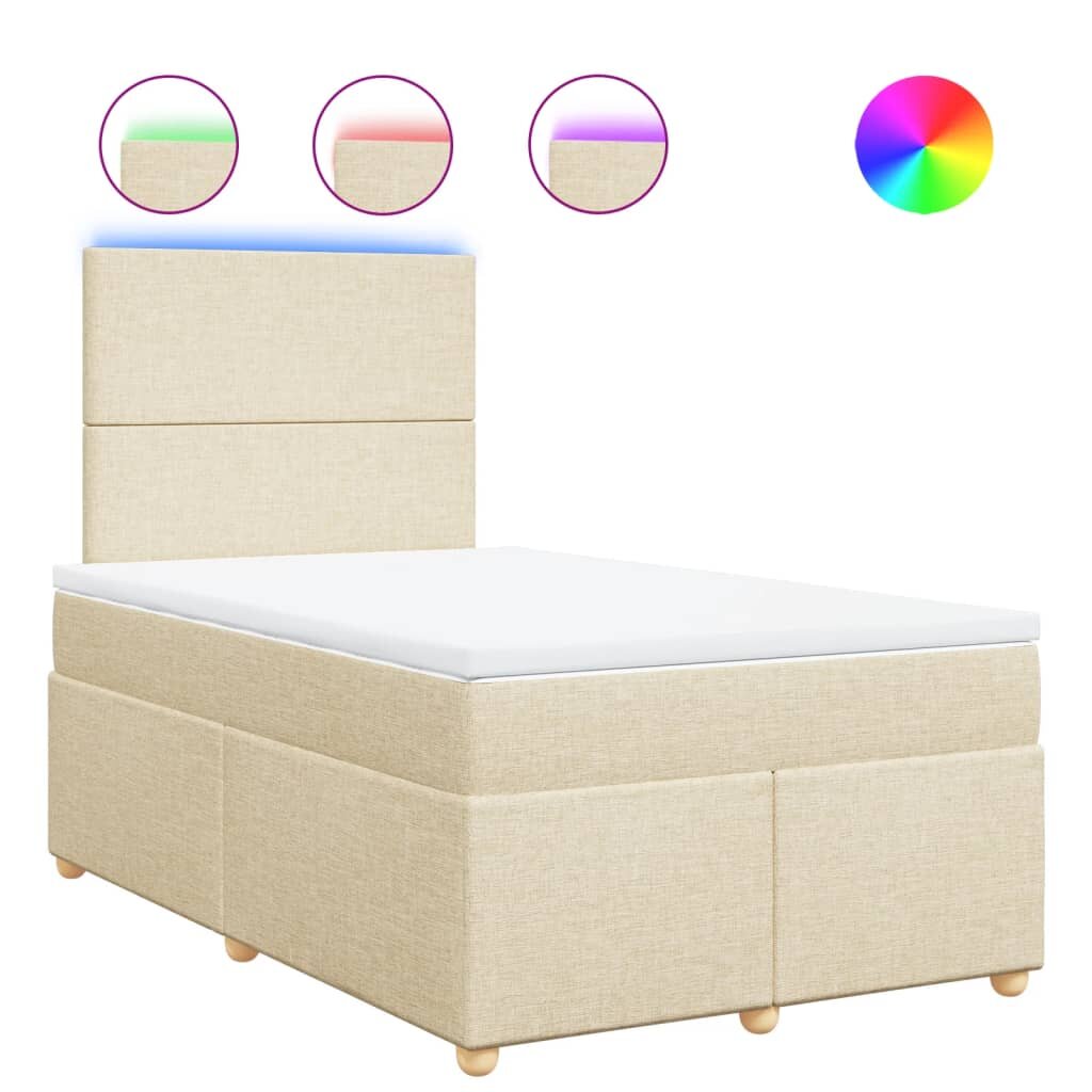 vidaXL Box spring postel s matrací krémová 120x200 cm textil
