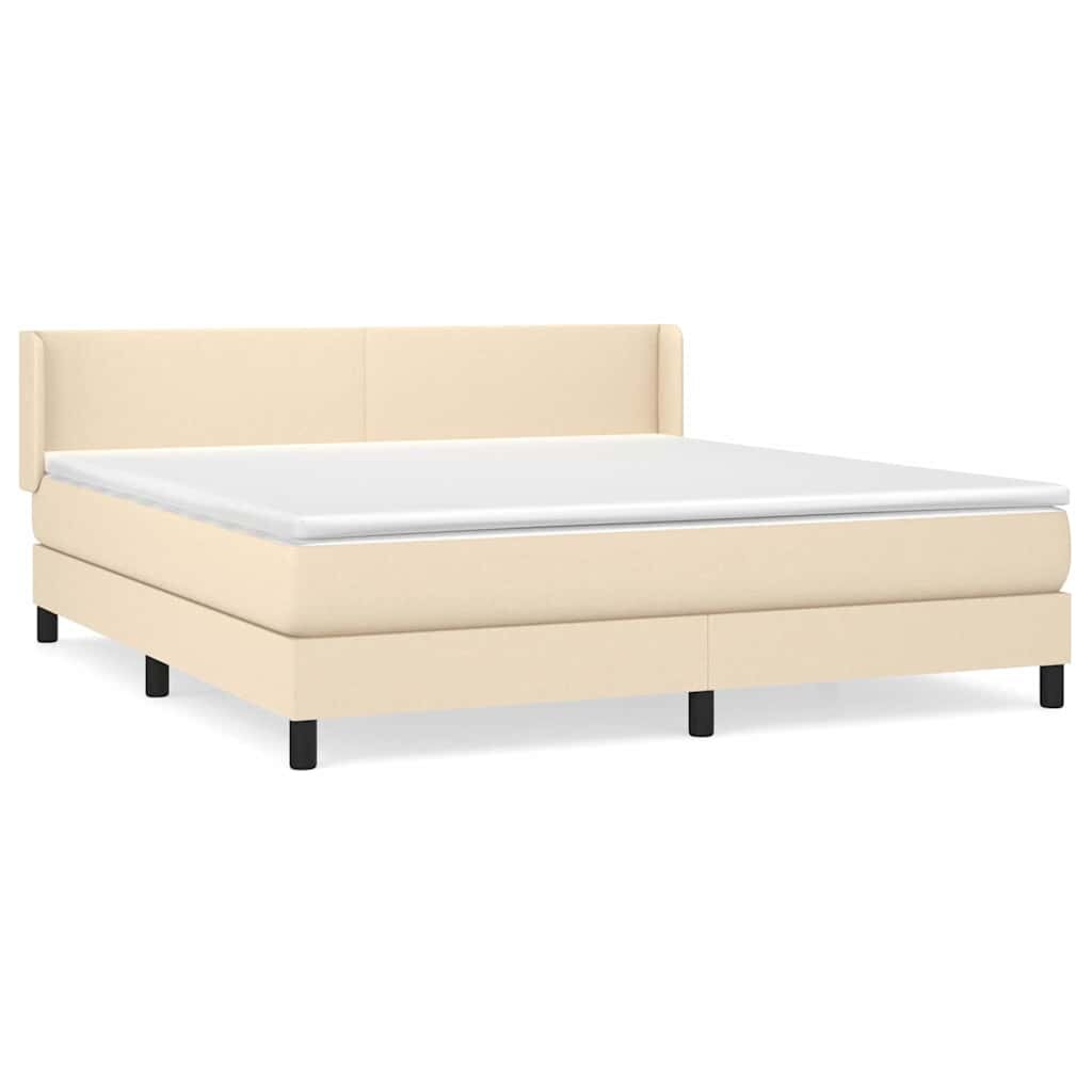 vidaXL Box spring postel s matrací krémová 160x200 cm textil