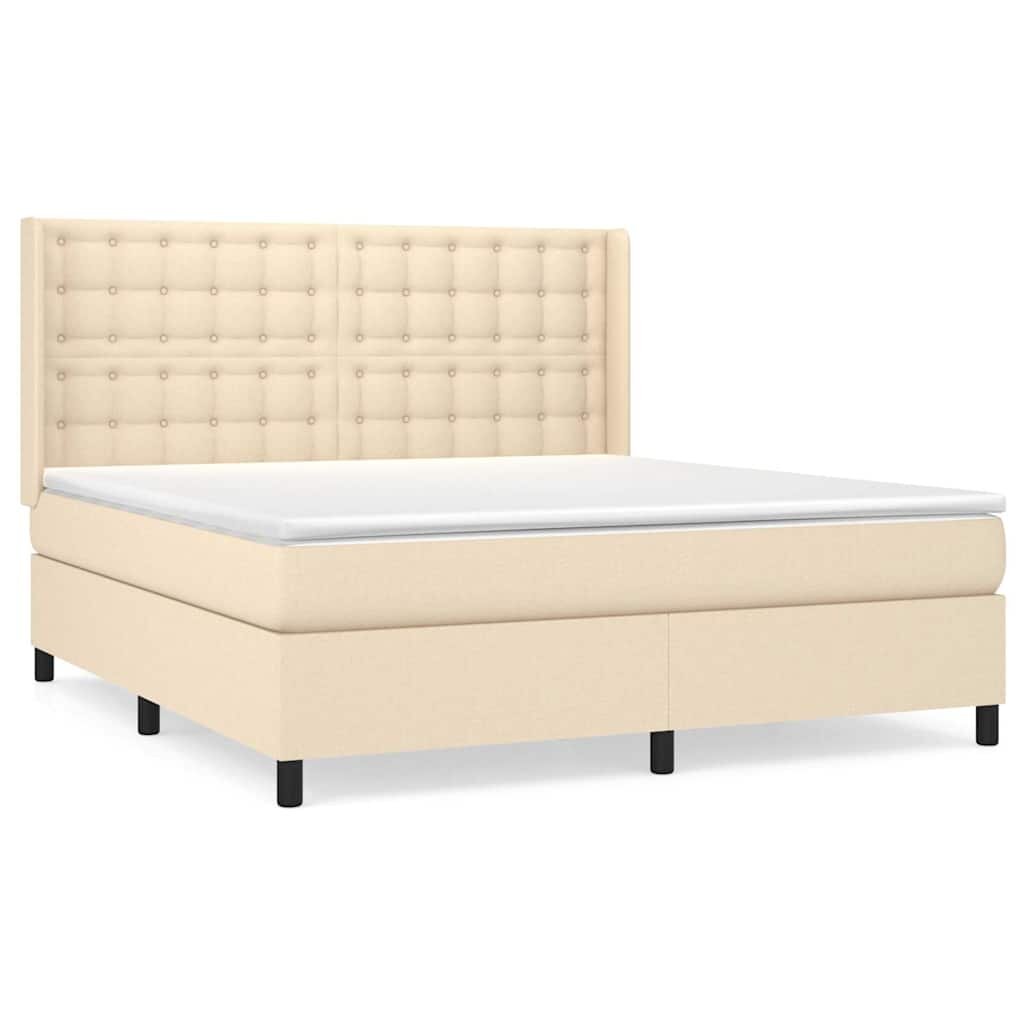 vidaXL Box spring postel s matrací krémová 180x200 cm textil