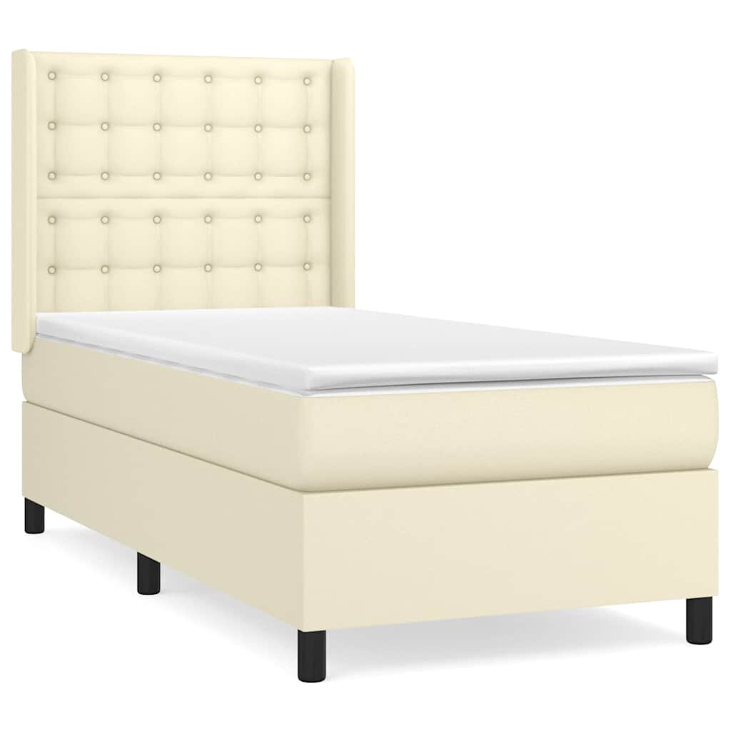 vidaXL Box spring postel s matrací krémová 80 x 200 cm umělá kůže