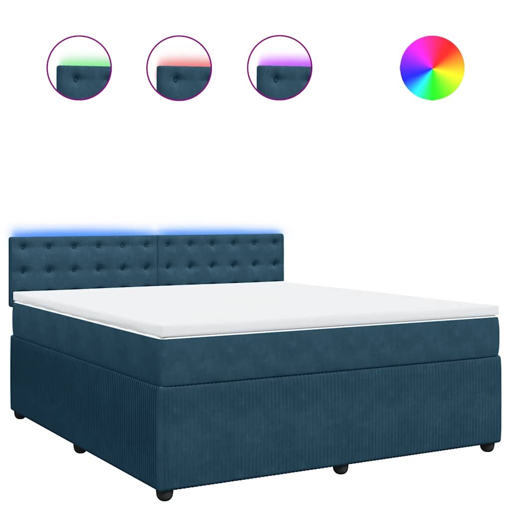 vidaXL Box spring postel s matrací modrá 180 x 200 cm samet