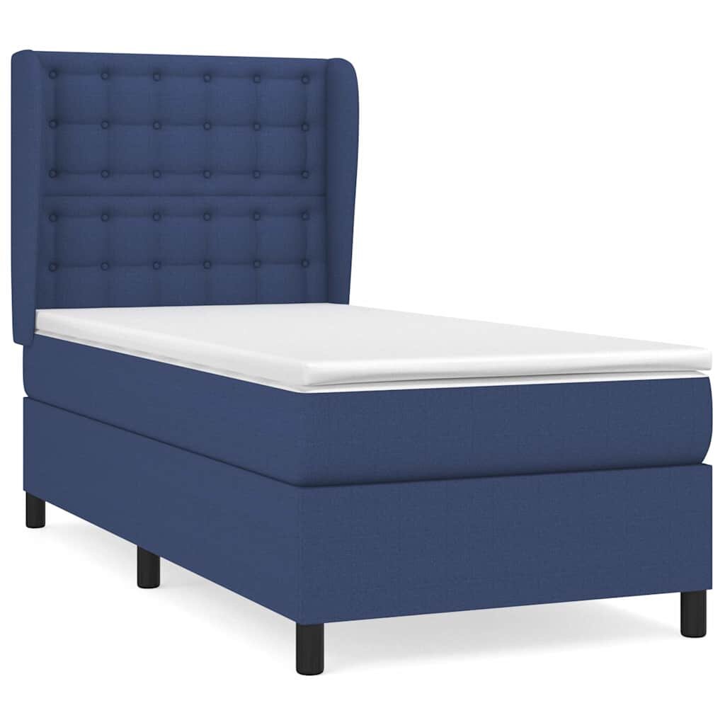 vidaXL Box spring postel s matrací modrá 90x200 cm textil