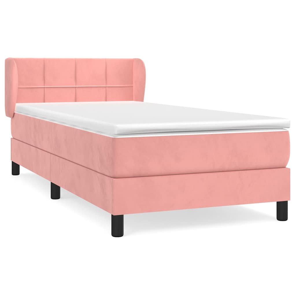 vidaXL Box spring postel s matrací růžová 100x200 cm samet