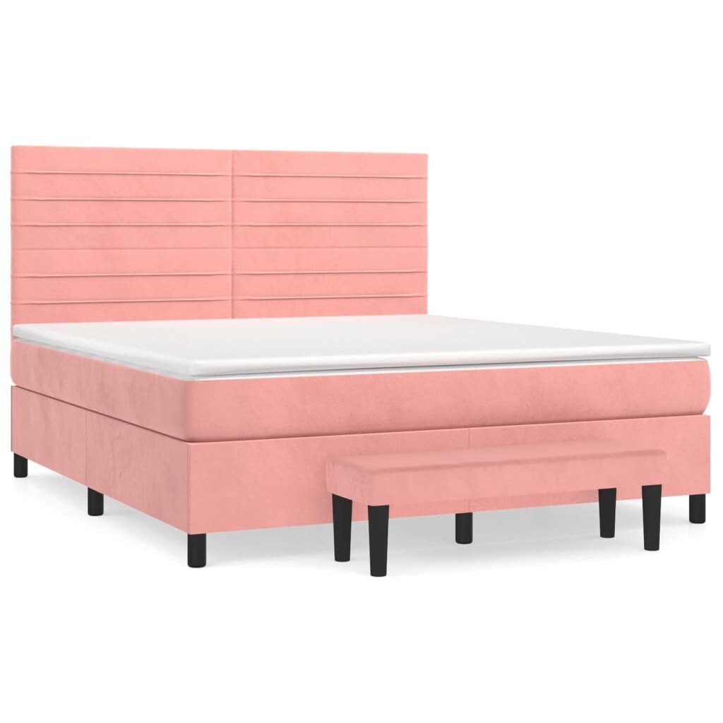 vidaXL Box spring postel s matrací růžová 180x200 cm samet