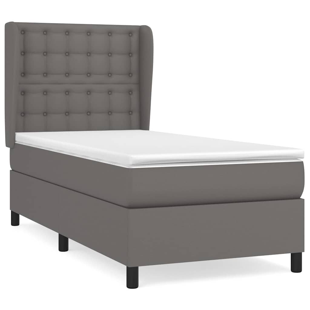 vidaXL Box spring postel s matrací šedá 90x190 cm umělá kůže