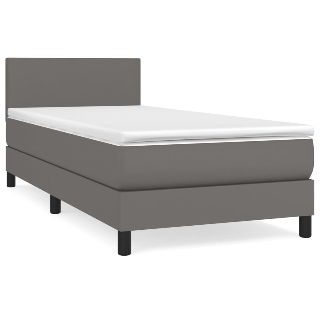 vidaXL Box spring postel s matrací šedá 90x190 cm umělá kůže