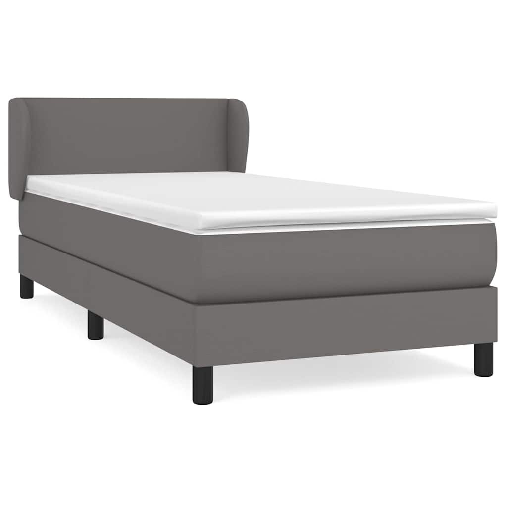 vidaXL Box spring postel s matrací šedá 90x200 cm umělá kůže