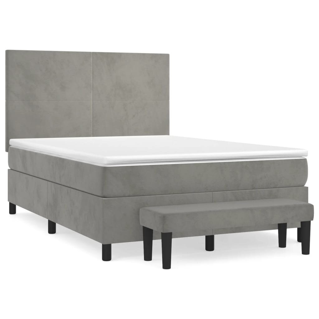 vidaXL Box spring postel s matrací světle šedá 140x200 cm samet