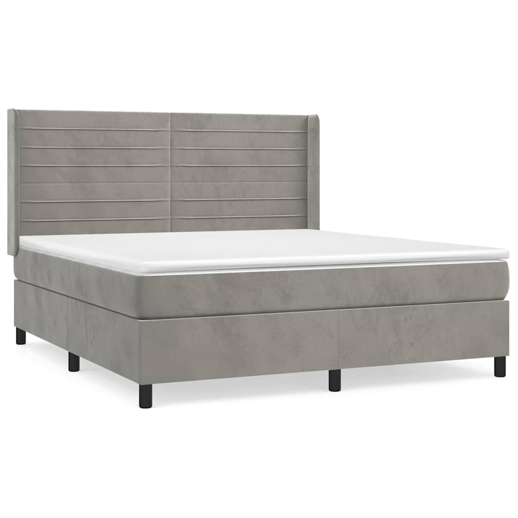 vidaXL Box spring postel s matrací světle šedá 160x200 cm samet