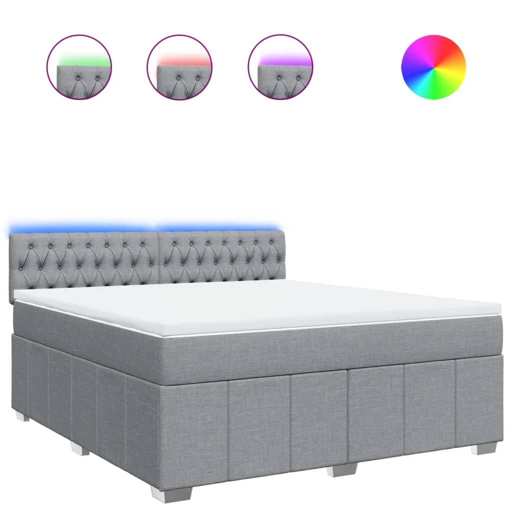 vidaXL Box spring postel s matrací světle šedá 180 x 200 cm textil