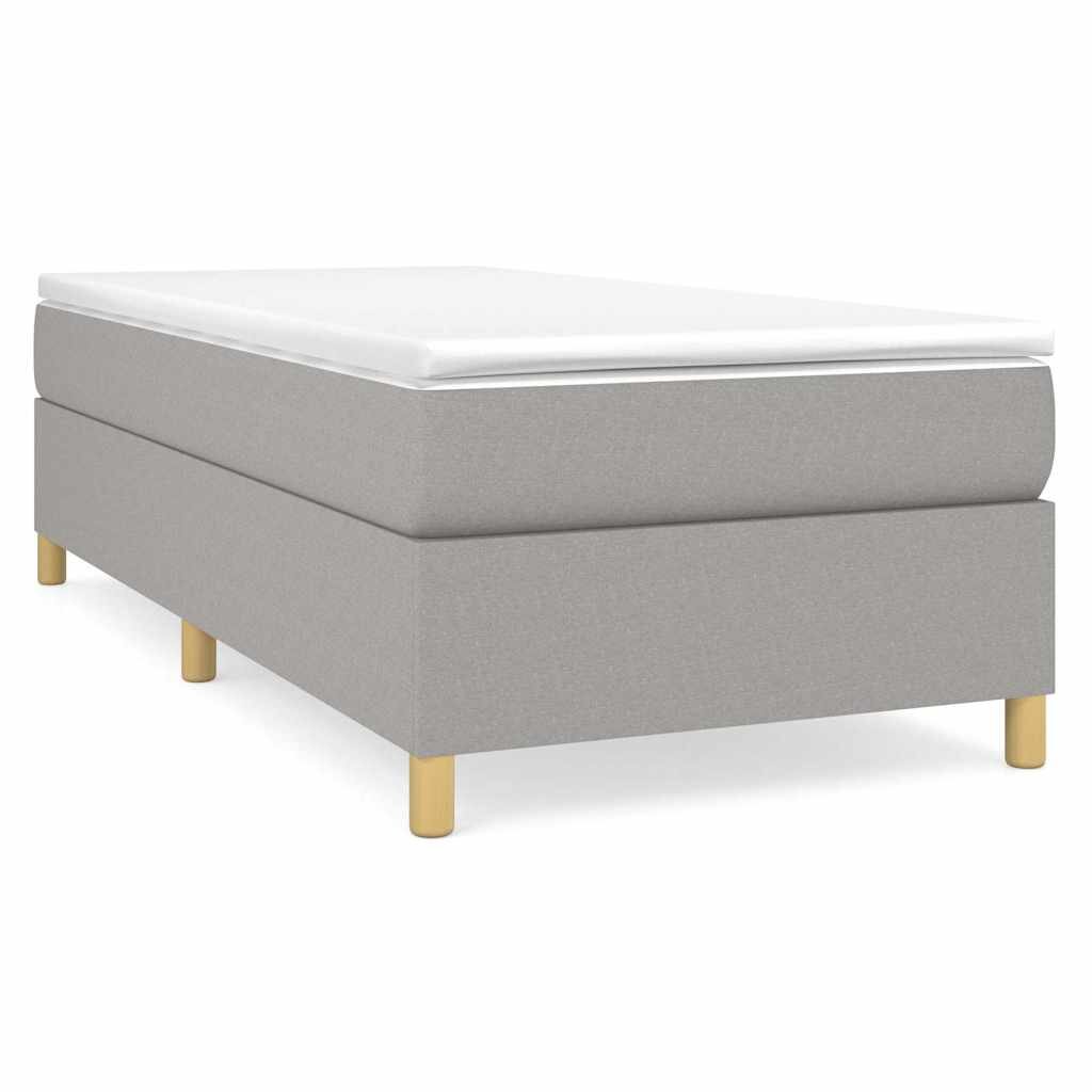 vidaXL Box spring postel s matrací světle šedý 100 x 200 cm textil