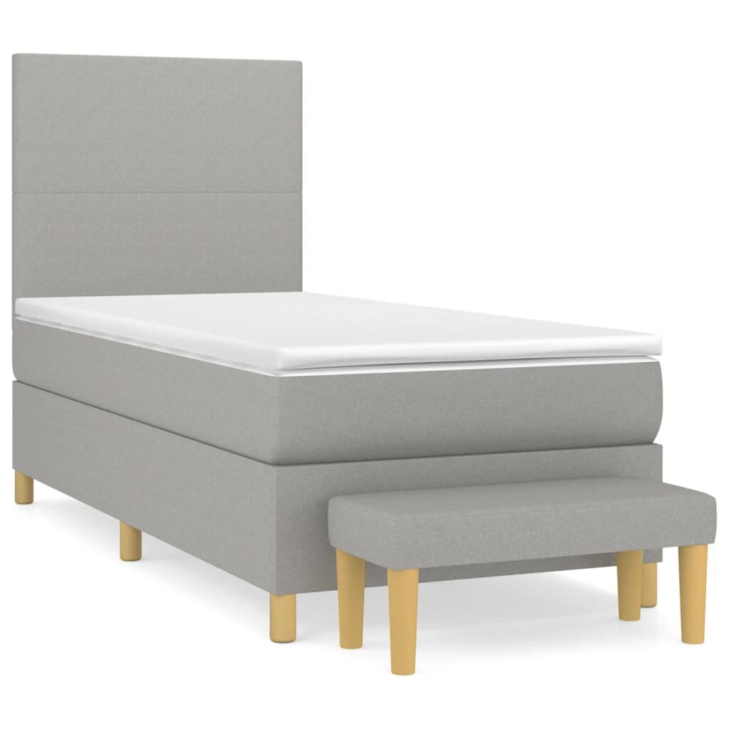 vidaXL Box spring postel s matrací světle šedý 100 x 200 cm textil
