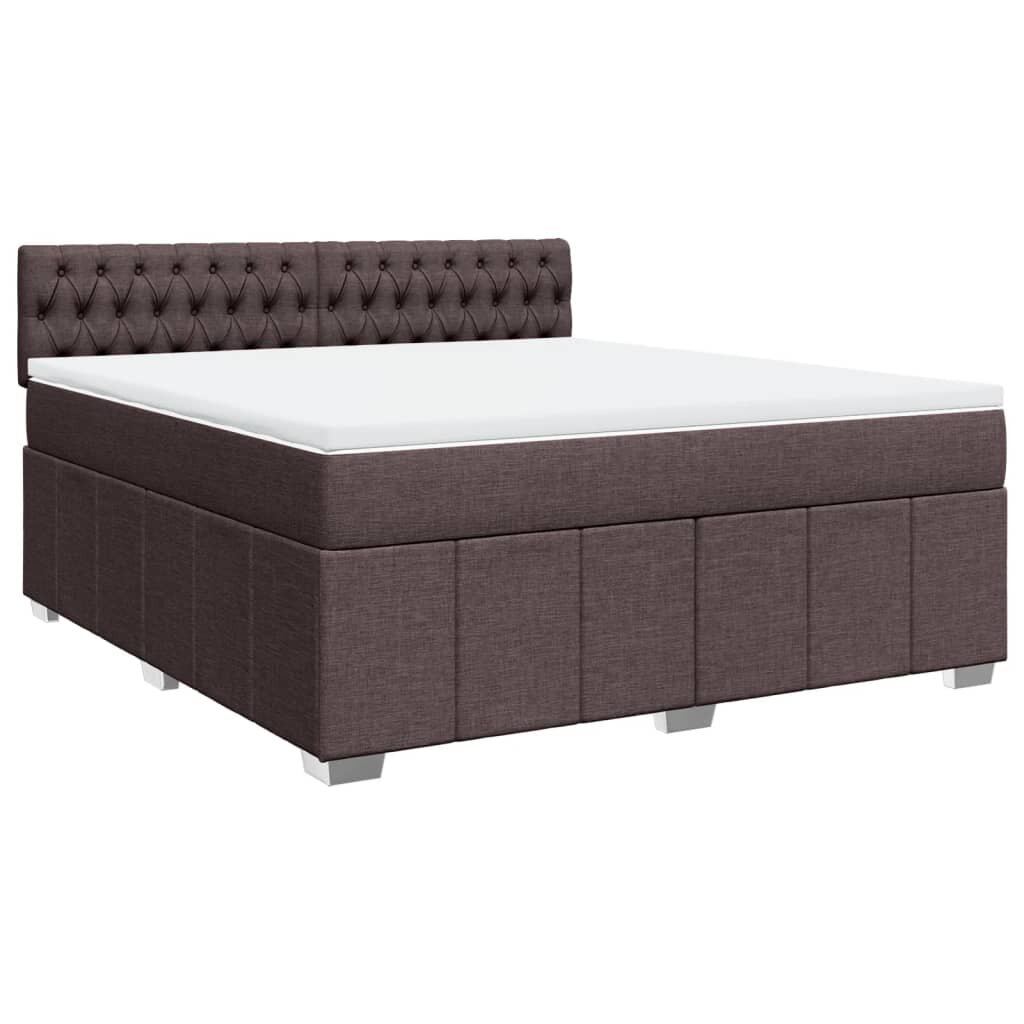 vidaXL Box spring postel s matrací tmavě hnědá 180x200 cm textil