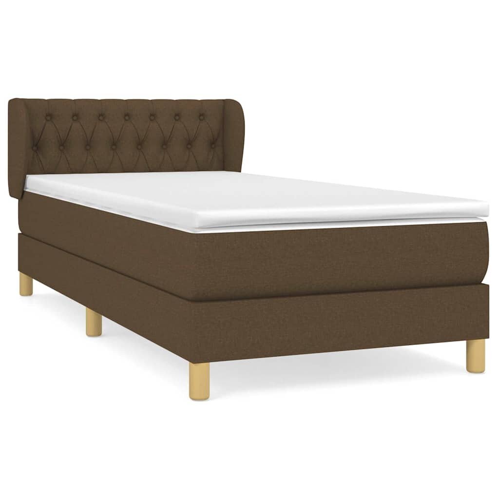 vidaXL Box spring postel s matrací tmavě hnědá 90x190 cm textil