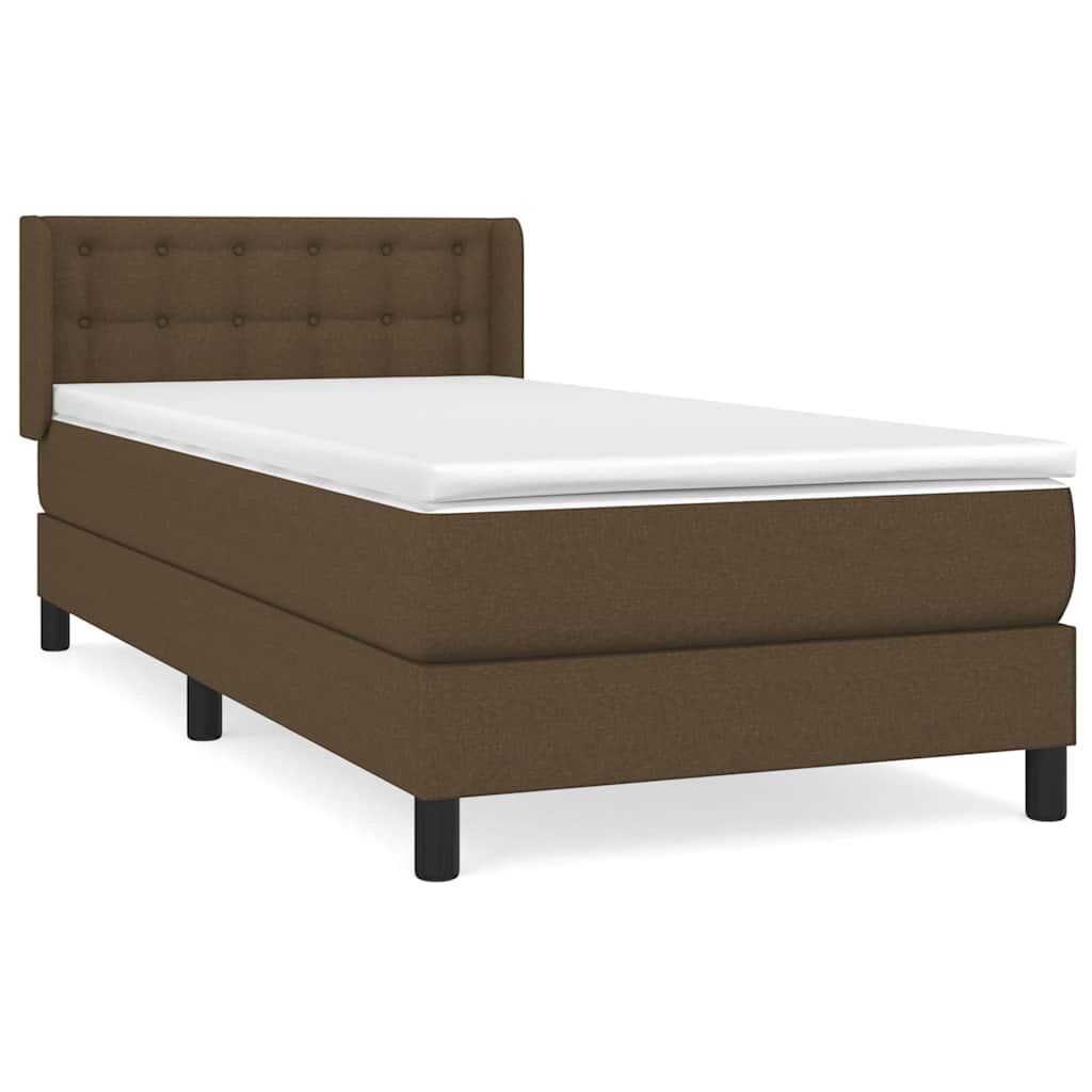 vidaXL Box spring postel s matrací tmavě hnědá 90x200 cm textil