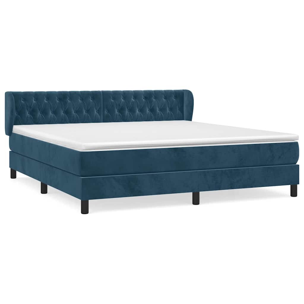 vidaXL Box spring postel s matrací tmavě modrá 180x200 cm samet