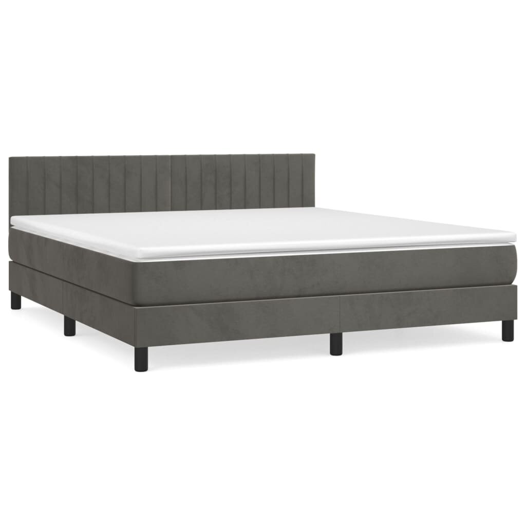 vidaXL Box spring postel s matrací tmavě šedá 160x200 cm samet