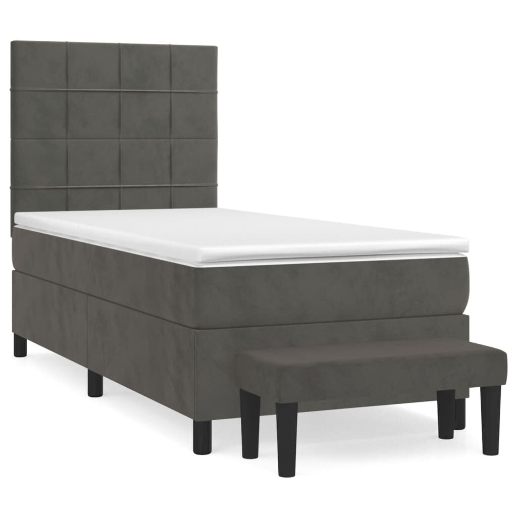 vidaXL Box spring postel s matrací tmavě šedá 80 x 200 cm samet