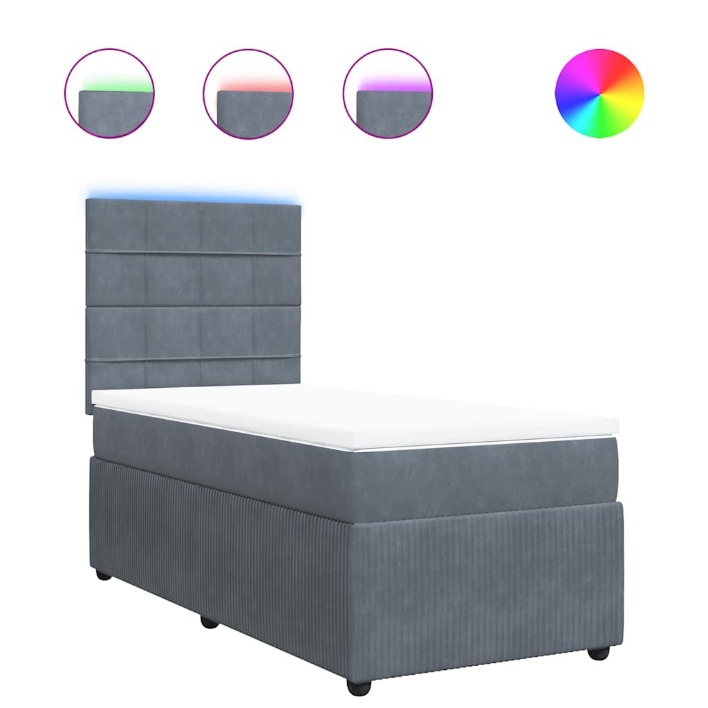 vidaXL Box spring postel s matrací tmavě šedá 90x200 cm samet