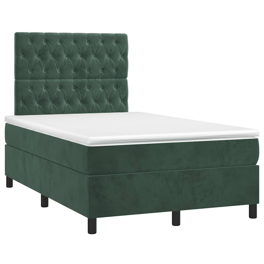 vidaXL Box spring postel s matrací tmavě zelená 120x190 cm samet